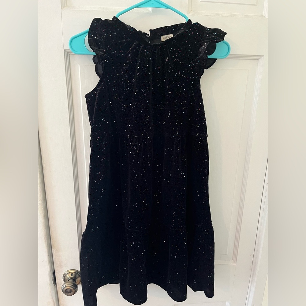 Crew Cuts Black Velvet Sparkle Kids Dress